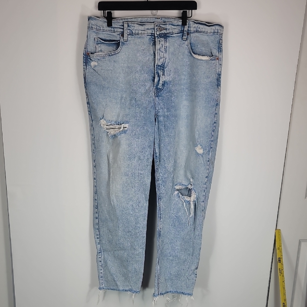 Old Navy Sky High Distressed Blue Women's TALL Straight Leg Jeans